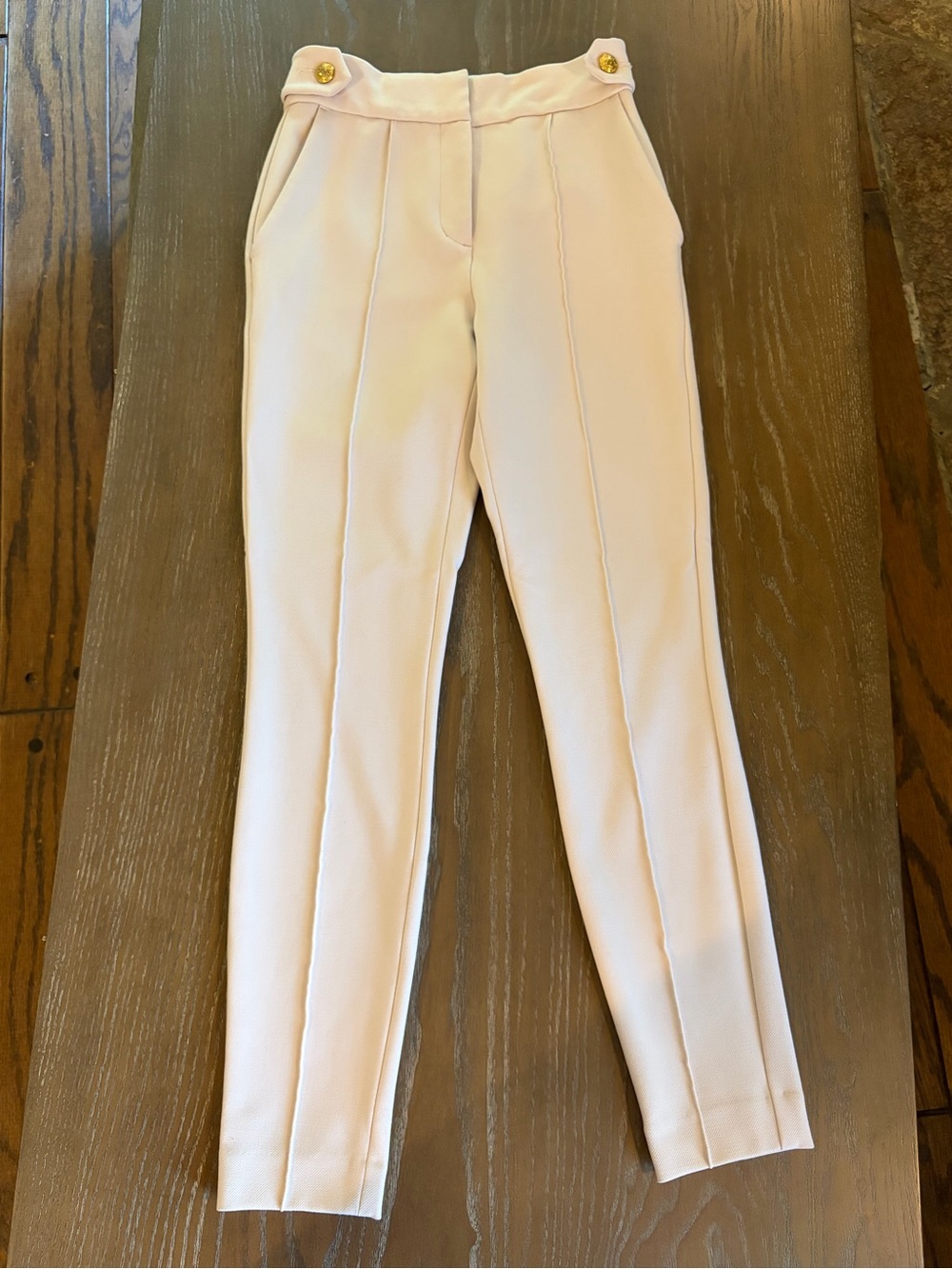 High-Waist Cream Tailored Ponte Pants